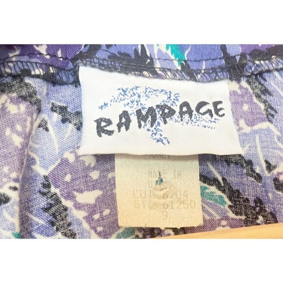 Vintage RAMPAGE 80s Purple Geometric Print Full Button Dress Sz Small - Picture 7 of 8